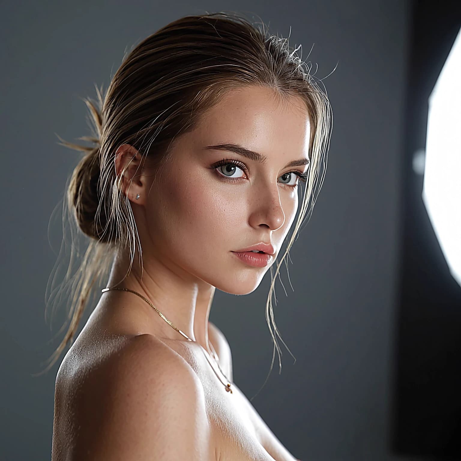 AI-generated photorealistic natural light studio portrait